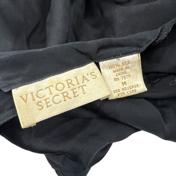 Vintage Victorias Secret Gold Label Pure Silk Black Lingerie Slip Dress Medium - Picture 3 of 6